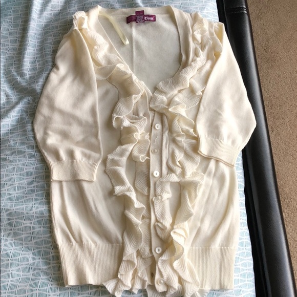 White Ruffled Cardigan - Picture 1 of 3